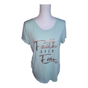 Faith over Fear women's T-shirt seafoam green size M